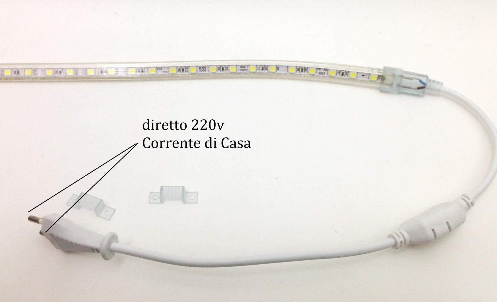 KIT-S36-5050-220V - Strisce LED 220V - - STRISCIA LED AL METRO 220V 5050  IP65 60LED/M 7W/M S36 SILAMP